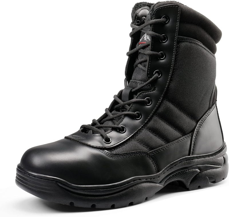 NORTIV 8 Men's Military Tactical Work Boots with Side Zipper - Black - Image 3
