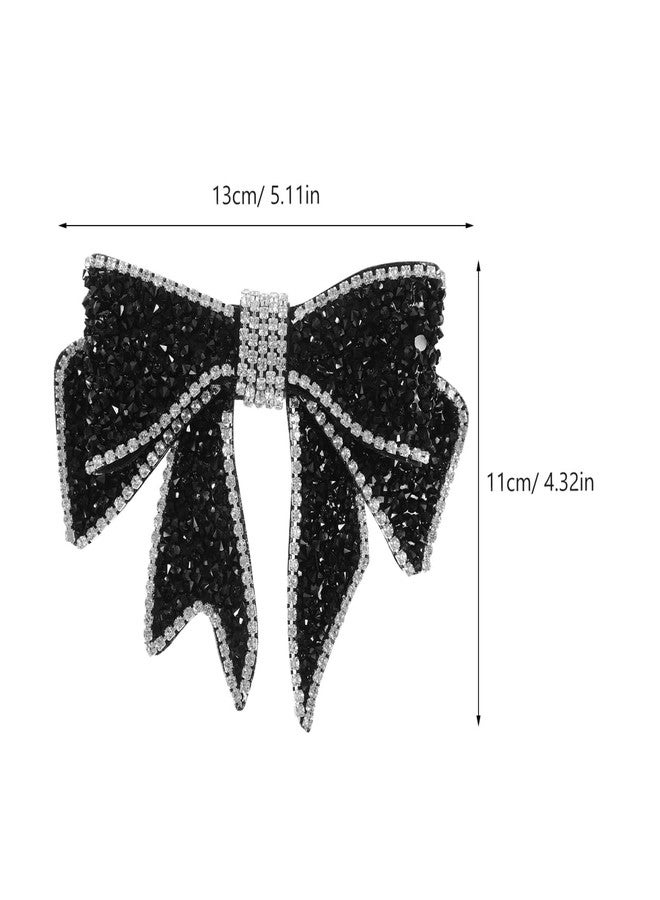 FOYTOKI Pearl, Fabric and Crystal Hair Clips - 2pcs Decorative Black Hair Accessories with Bows for Girls and Kids - Image 2