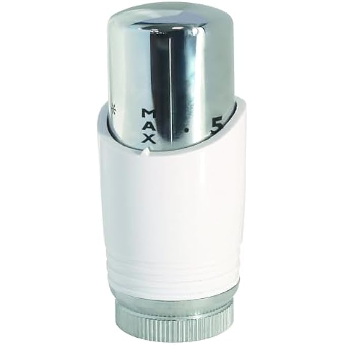 , 601522801 THERMOSTATIC HEAD M30 X 1.5 WHITE/CHROME DESIGN FOR TOWEL WARMER OR DESIGNER RADIATOR, MODERN DESIGN, LIQUID EXPANSION, CONNECTION WITH A THREAD OF M 30 X 1.5 - Image 1