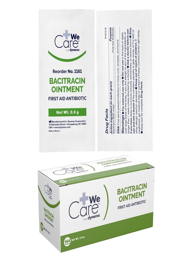 Dynarex Bacitracin Topical Ointment USP - First Response Wound Care Supplies for Minor Cuts, Scrapes & Burns - Helps Keep Wounds Clean - 1 Box of 144-0.9g Packets - Image 1