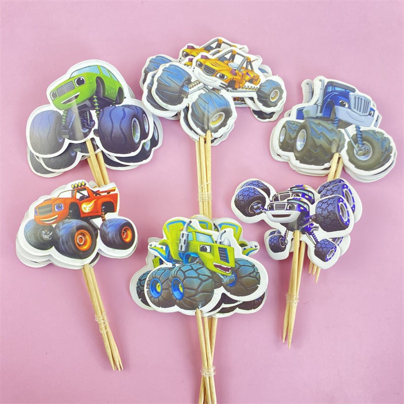 Kids Birthday Cake Topper Cars Theme 24 off-road vehicles 