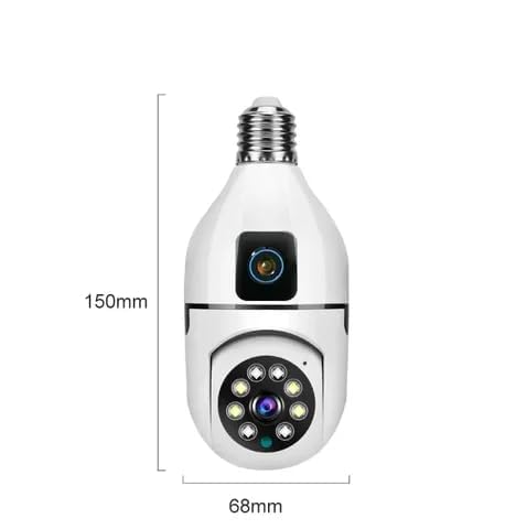 smars 5+5 MP Dual Lens HD WiFi Bulb Holder CCTV Camera | MS014 Colour Night Vision | Two Way Audio | Audio & Video Recording | AI Motion Detection | 360° View - Image 2