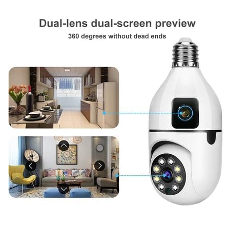 smars 5+5 MP Dual Lens HD WiFi Bulb Holder CCTV Camera | MS014 Colour Night Vision | Two Way Audio | Audio & Video Recording | AI Motion Detection | 360° View - Image 3