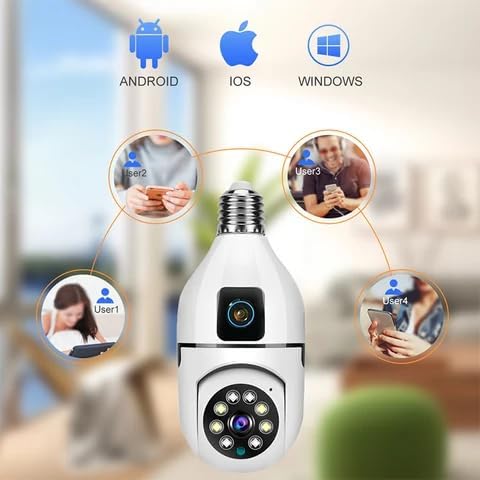 smars 5+5 MP Dual Lens HD WiFi Bulb Holder CCTV Camera | MS014 Colour Night Vision | Two Way Audio | Audio & Video Recording | AI Motion Detection | 360° View - Image 5