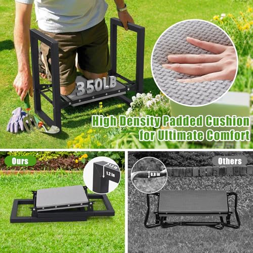 Lilyvane Garden Kneeler and Seat, 12.7" Wide Folding Heavy Duty Gardening Bench with Handles for Kneeling and Seat, Multifunctional Kneeler Stool for Women Seniors,Relieve Knee Back Pain,Gardening Tools Gifts - Image 4