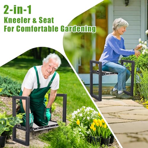 Lilyvane Garden Kneeler and Seat, 12.7" Wide Folding Heavy Duty Gardening Bench with Handles for Kneeling and Seat, Multifunctional Kneeler Stool for Women Seniors,Relieve Knee Back Pain,Gardening Tools Gifts - Image 2