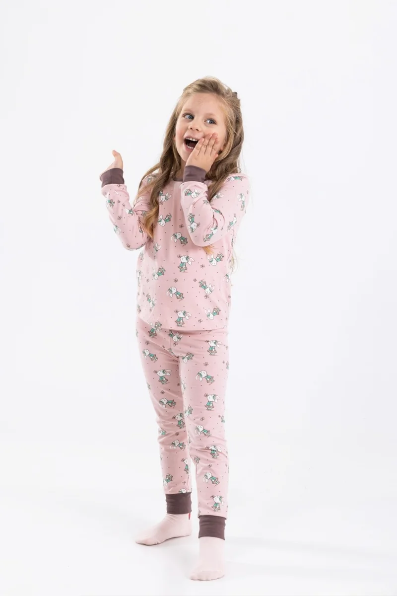 Baykar Girls Long Sleeve Pajama Set 9198 Dusty Rose