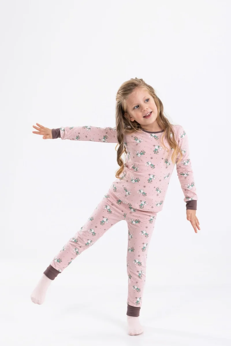 Baykar Girls Long Sleeve Pajama Set 9198 Dusty Rose