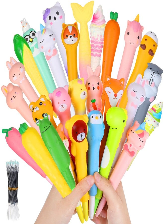 PerKoop 40 Pcs Squishy Pens Squeeze Kawaii with Refills Squeeze Stress Supplies Cartoon Animal Stationary Gel Ink with 40 Replacement Refills Accessories - Image 1