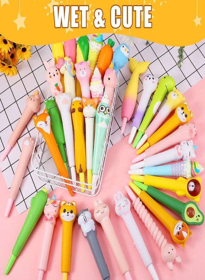 PerKoop 40 Pcs Squishy Pens Squeeze Kawaii with Refills Squeeze Stress Supplies Cartoon Animal Stationary Gel Ink with 40 Replacement Refills Accessories - Image 3