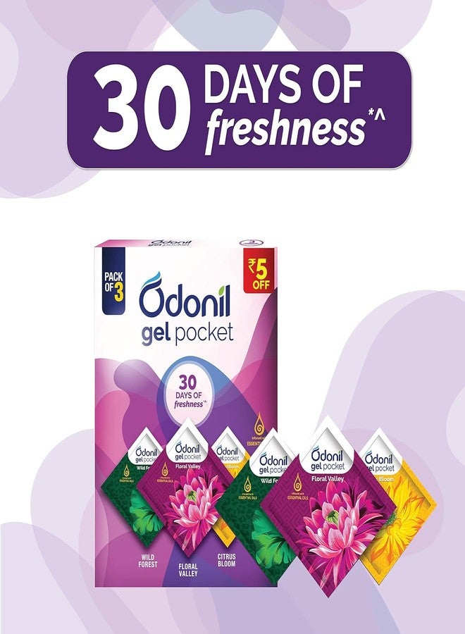 Odonil Gel Pocket Mix - 60g (10g x 6) | Assorted pack of 3 new fragrances | Infused with Essential Oils | Germ Protection | Lasts Up to 30 days | Air Freshener for Bathroom, Toilet, Home & Office - Image 4