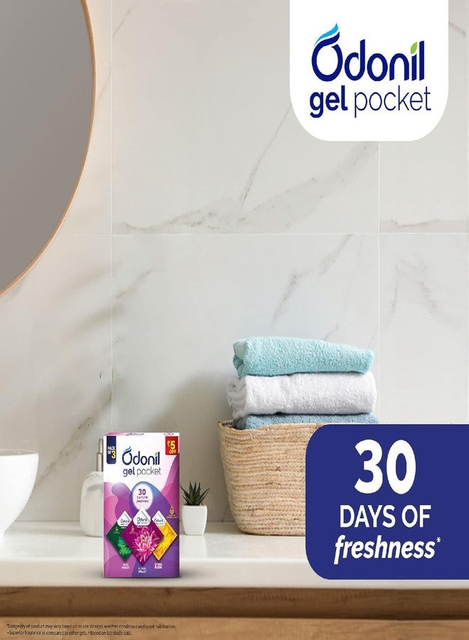 Odonil Gel Pocket Mix - 60g (10g x 6) | Assorted pack of 3 new fragrances | Infused with Essential Oils | Germ Protection | Lasts Up to 30 days | Air Freshener for Bathroom, Toilet, Home & Office - Image 5