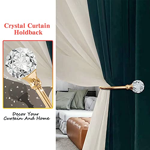 KOLAKO Curtain Holdbacks, Crystal Curtain Tieback Hooks Gold Metal Decorative Drapery Curtain Holder Window Treatment Holdback for Home Office - Image 3