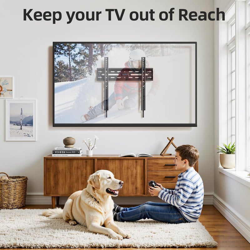 USX STAR Fixed TV Wall Mount for Most 26-60 Inch Screen, Low Profile TV Mount with Quick Release Lock, Ultra Slim Wall Mount Bracket, Max VESA 400x400mm, Holds up to 99 lbs, up to 16â€Wood Studs by USX STAR - Image 5
