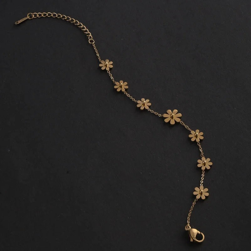 Palmonas  PALMONAS Floral Finesse Chain Anklet for Women | 18K Gold Plated, Waterproof & Anti-Tarnish for Women | Best Price UAE