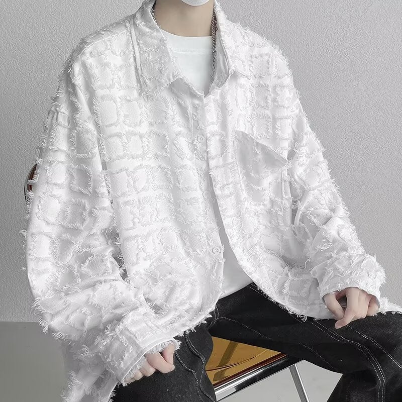 Niche Tassel Plaid Long-Sleeved Shirt Trendy Brand Casual Chanel Style Shirt Jacket For Men And Women Couple Plaid - Image 4