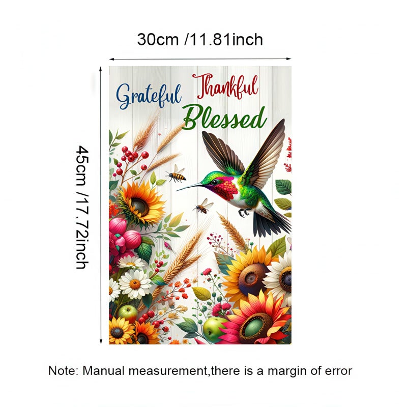 BlissYard Grateful Thankful Blessed Garden Flag 12x18 Inch Double Sided Yard Flag with Hummingbird and Sunflower Design for Spring Summer Outdoor Farmhouse Lawn Porch Decoration - Image 5