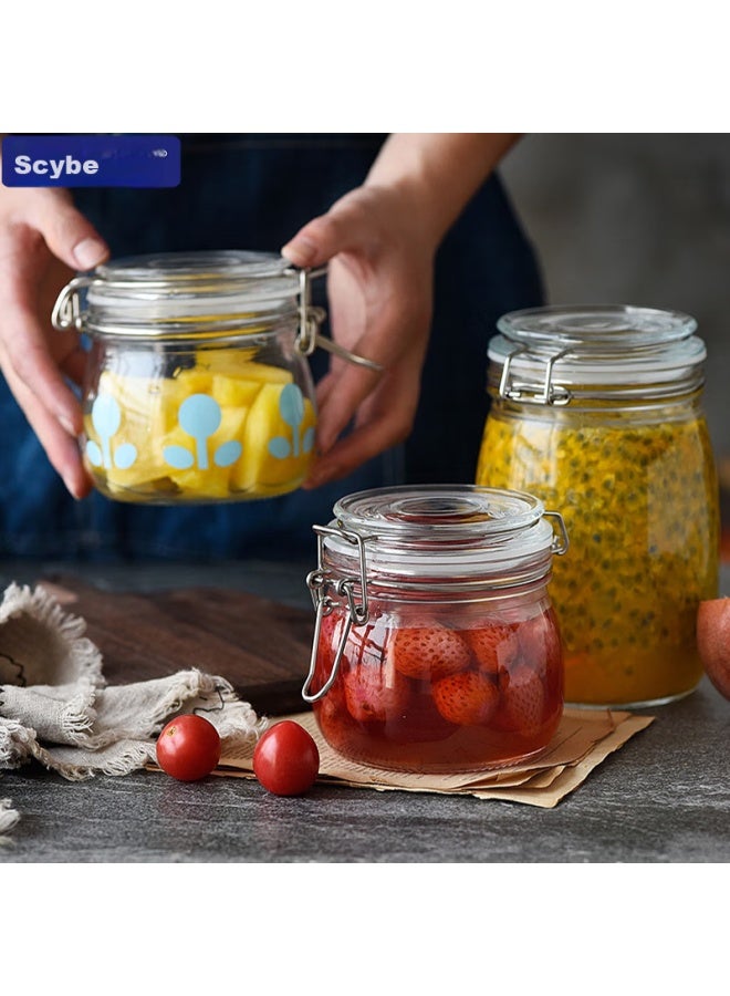 Scybe Glass Storage Jars, Airtight Containers, Glass Bottles For Infusing Liquor, Pickling, And Honey Storage, Pandora 500ml, Set Of 3 - Image 3