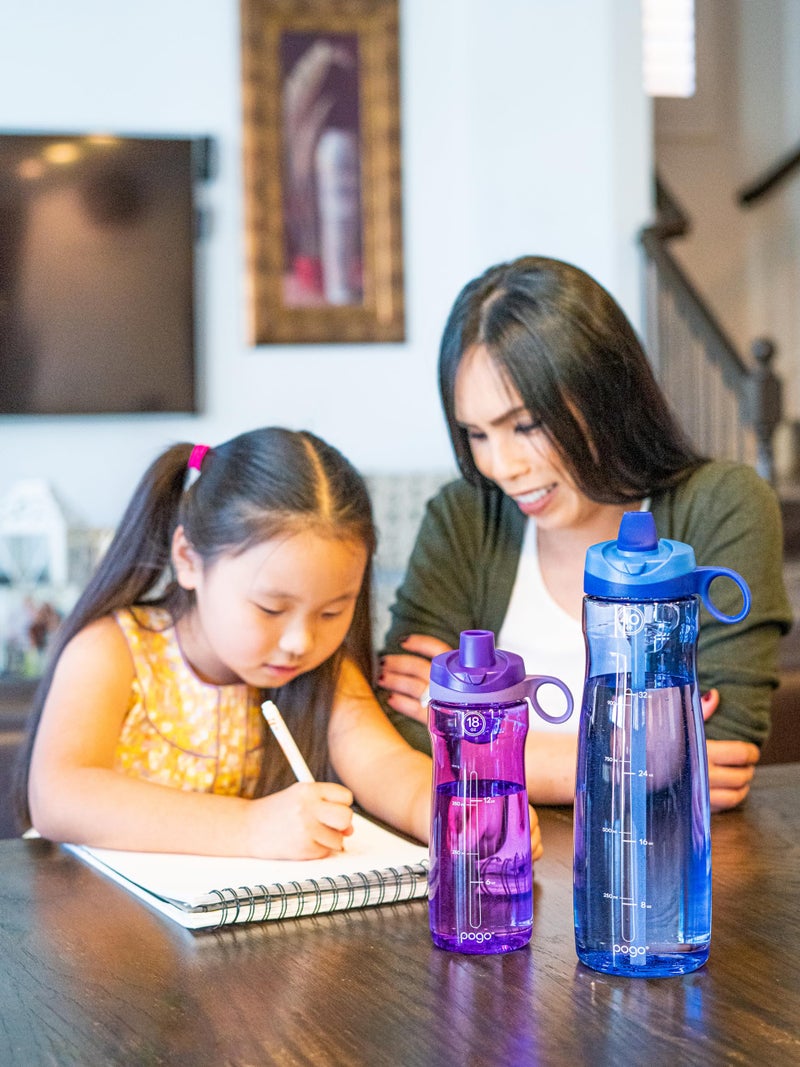 Pogo BPA-Free Tritan Plastic Water Bottle with Soft Straw, 40 Oz, Blue - Image 2