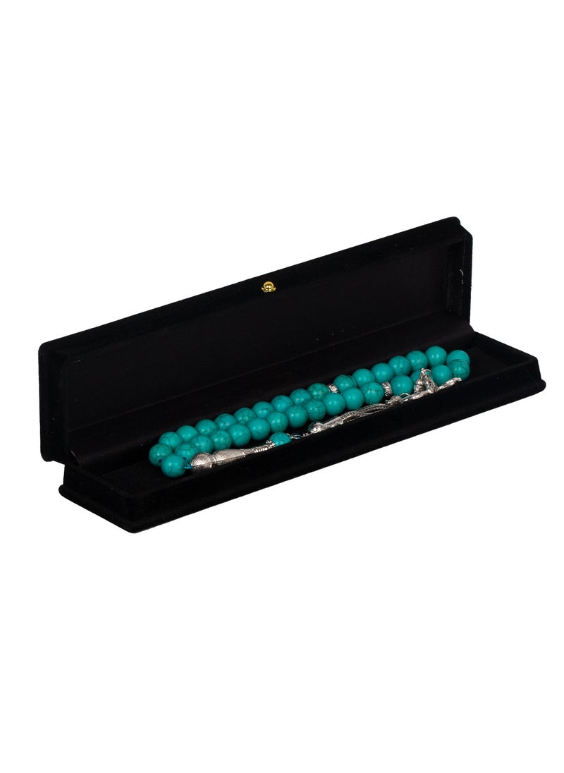 RS Dark green turquoise rosary veined with grey  - Image 1
