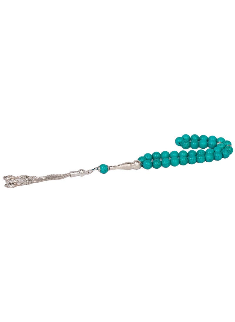 RS Dark green turquoise rosary veined with grey  - Image 4