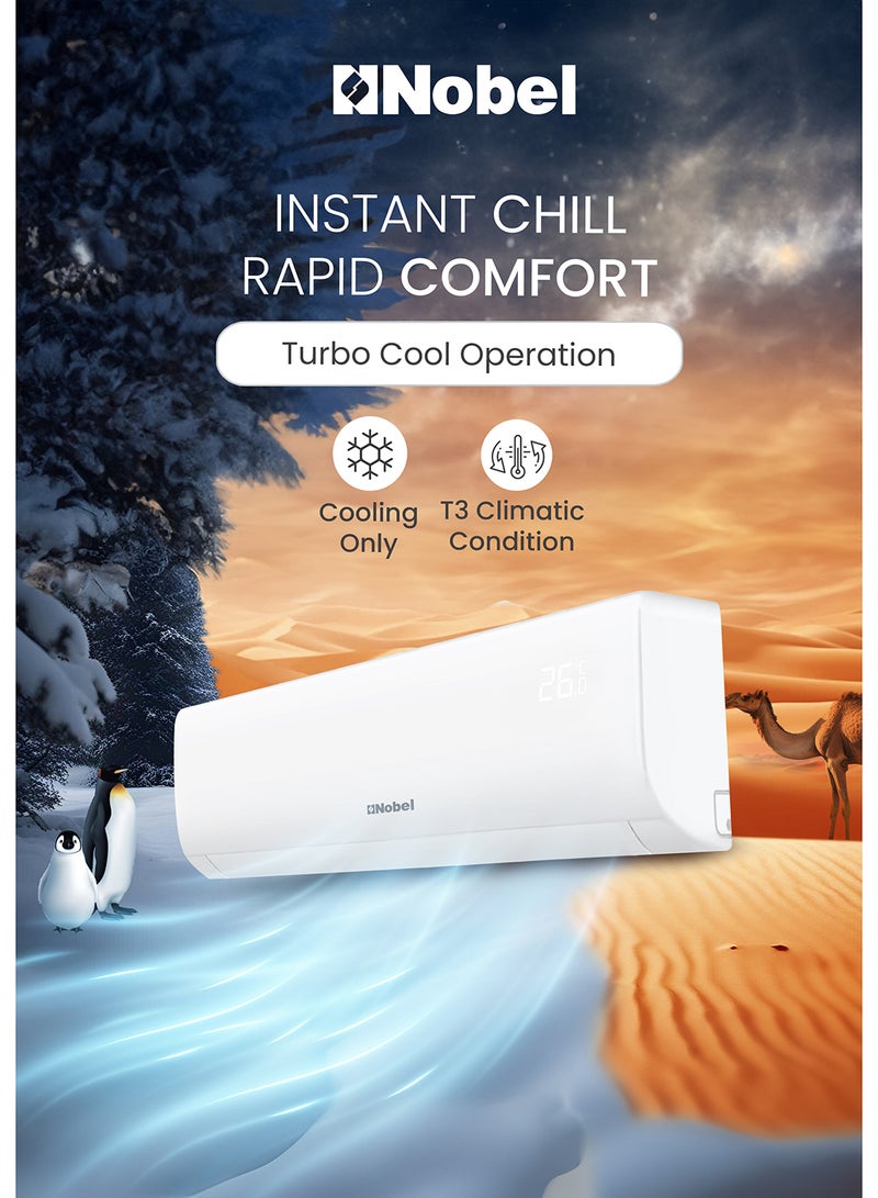 Nobel "NOBEL 18,000 BTU Cooling Only Air Conditioner – Rotary Compressor, R410A Refrigerant, Gold Fin, Auto Restart, Energy Efficient - NSAC18TN " 2500 W NSAC18TN White - Image 3