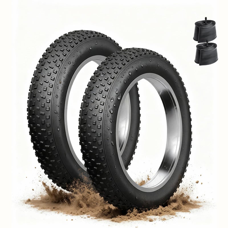 kulifoo Fat Tire Electric Bike Tires 20x4.0 2-Pack All Terrain Puncture Proof Ebike Tires with Deep Tread, Wear-Resistant for Snow/Sand/Beach/Off-Road - 20 inch Compatible with Fat Tire Bikes - Image 1