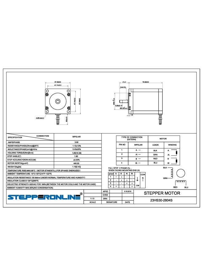 Stepperonline Nema 23 Bipolar Cnc Stepper Motor 2.8A 7.6L 1.9Nm Cnc Mill Mill - Image 4