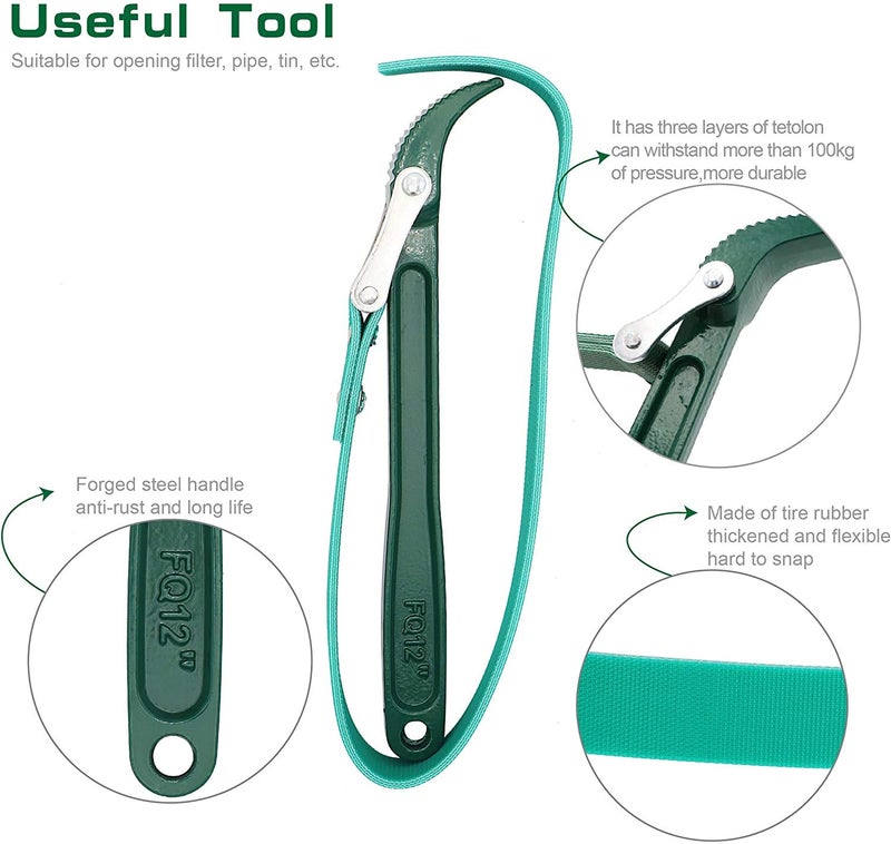 GSK Cut GSK Cut MultiPurpose Adjustable Belt Strap Wrench Steel Handle Adjustable Strap Oil Filter Opener Wrench 12 Inch  - Image 4