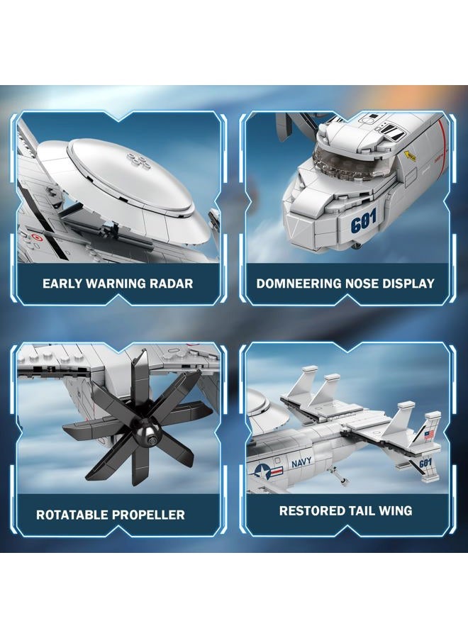 Reobrix E-2 Hawkeye Military Aircraft Construction Kit, Warning Aircraft Fighter Plane Model Kits 33029, Aeroplane Building Toys for Adults, Boys 8-12, Home Decoration, Gift for Kids, 1144 Pieces - Image 4