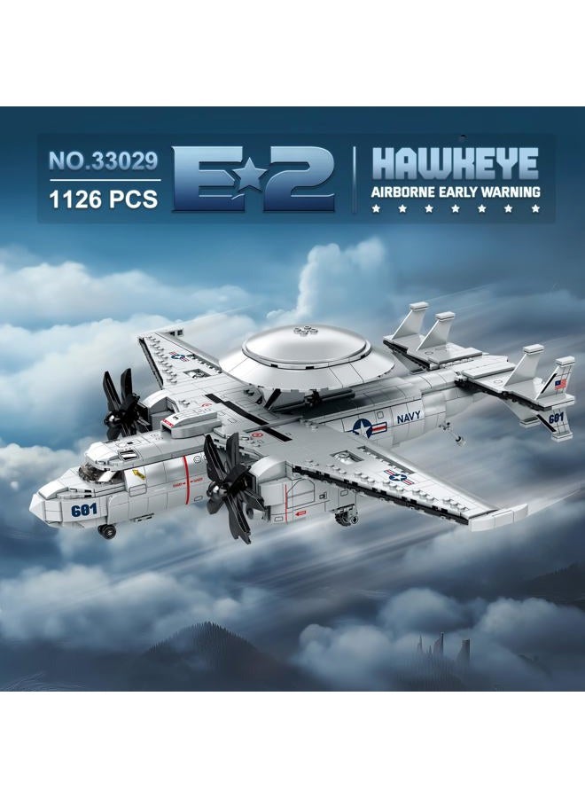 Reobrix E-2 Hawkeye Military Aircraft Construction Kit, Warning Aircraft Fighter Plane Model Kits 33029, Aeroplane Building Toys for Adults, Boys 8-12, Home Decoration, Gift for Kids, 1144 Pieces - Image 2