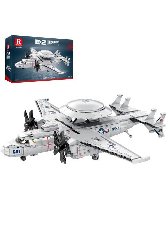 Reobrix E-2 Hawkeye Military Aircraft Construction Kit, Warning Aircraft Fighter Plane Model Kits 33029, Aeroplane Building Toys for Adults, Boys 8-12, Home Decoration, Gift for Kids, 1144 Pieces - Image 1