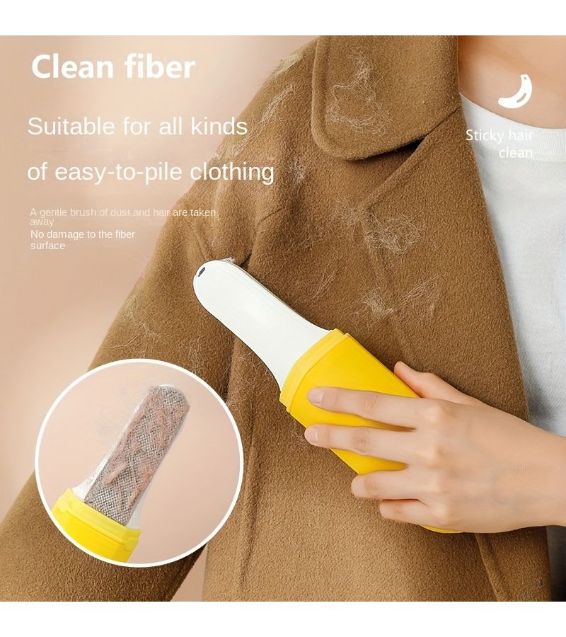 Green Banana Shaped Cat Cartoon Lint Remover Double Sided Clothes Brush Fabric Shaver - Image 5