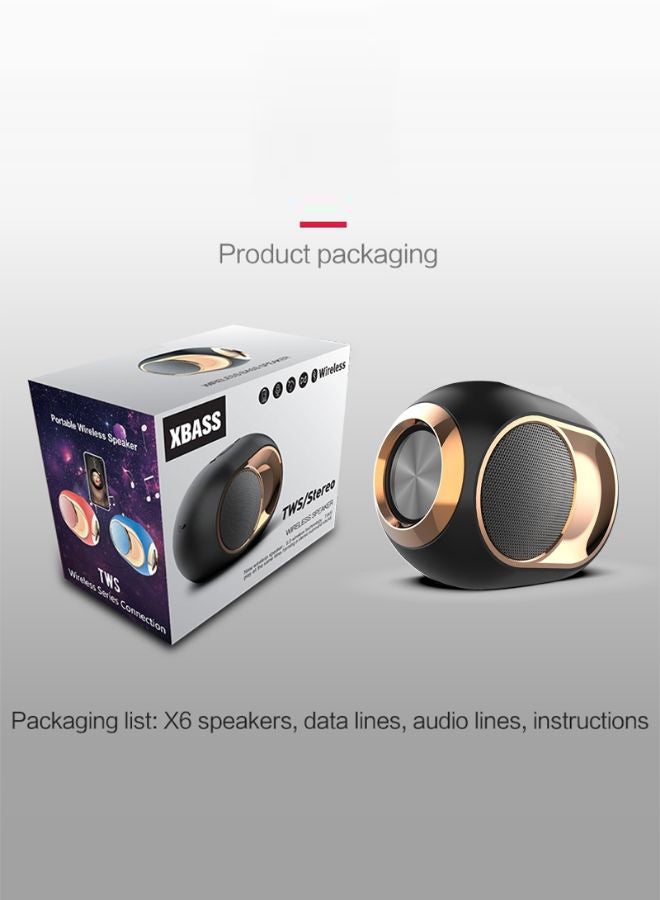 NIBEMINENT X6 Waterproof Bass Wireless Bluetooth Speaker Black/Gold/Silver - Image 2