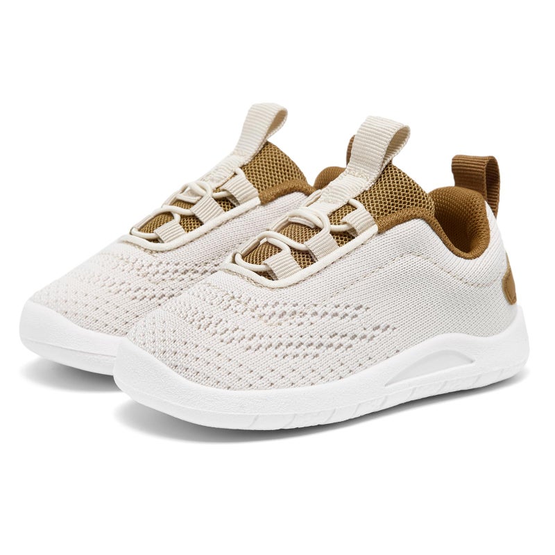 MORENDL Toddler Sneakers Baby Slip On Walking Shoes Non-Slip Breathable Boys & Girls Running Shoes Infant Tennis Shoes Beige Brown 12-15 Months Size 5 - Image 1