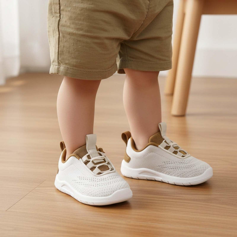 MORENDL Toddler Sneakers Baby Slip On Walking Shoes Non-Slip Breathable Boys & Girls Running Shoes Infant Tennis Shoes Beige Brown 12-15 Months Size 5 - Image 2