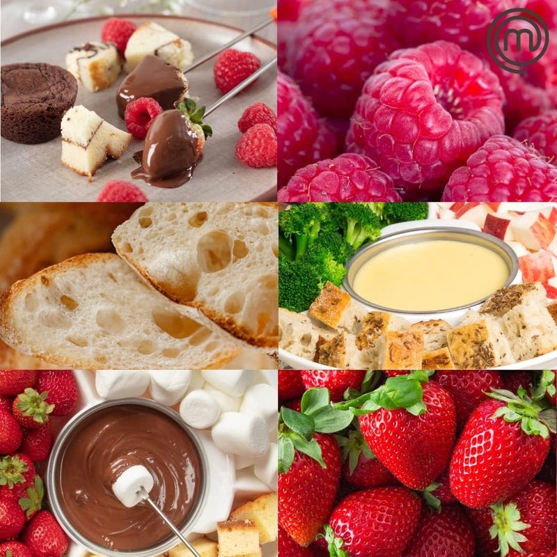 Master Chef Chocolate Fondue Maker- Xmas Party Must Have- Electric Dessert Fondue Pot Set w 4 Forks & Party Serving Tray- Melt, Warm Settings for Caramel, Cheese- Holiday Charcuterie Appetizers or Gift - Image 5