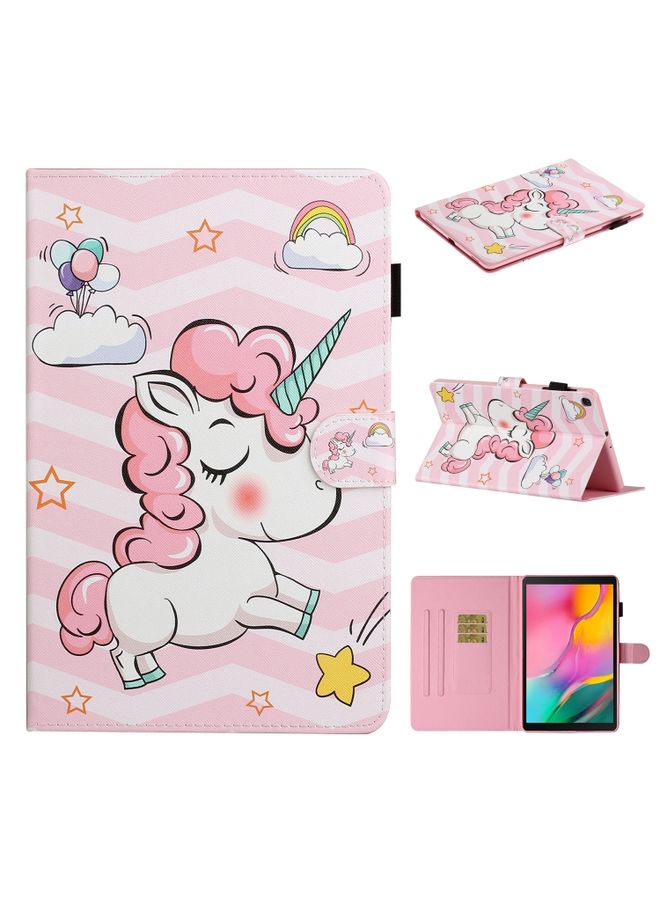 HuHa Case Cover For Samsung Galaxy Tab A8.0 2019 T290 Colored Drawing Pattern Horizontal Flip PU Leather Case with Holder & Card Slot Pink Unicorn