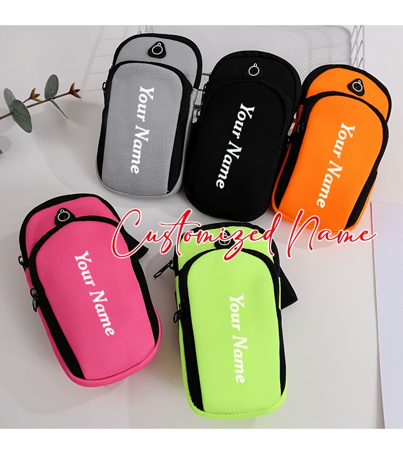 Blue Custom Name Phone Pouch Armband Personalized For Holiday Birthday Gift - Image 5