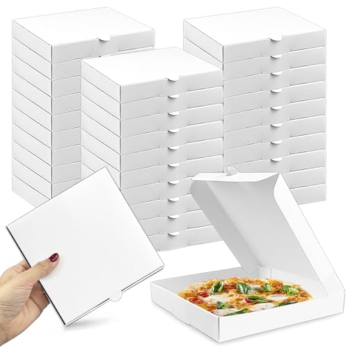 KEEPARTY 30 PCS White Mini Pizza Boxes 51x51x078 Inch For Homemade Pizzas and Crafts - Image 1