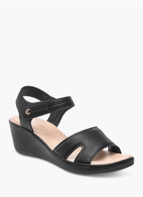 Womens Wedge Heeled Sandals With Hook And Loop Closure