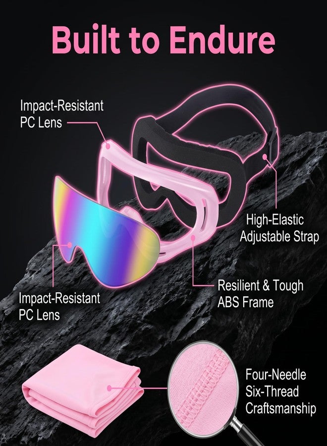 LJDJ Cycling Sports Goggles Motocross Riding Hiking with Balaclava Mask UV Protection Summer Cooling Neck Gaiter Men Women (Light Pink/Colorful+Mask) - Image 5