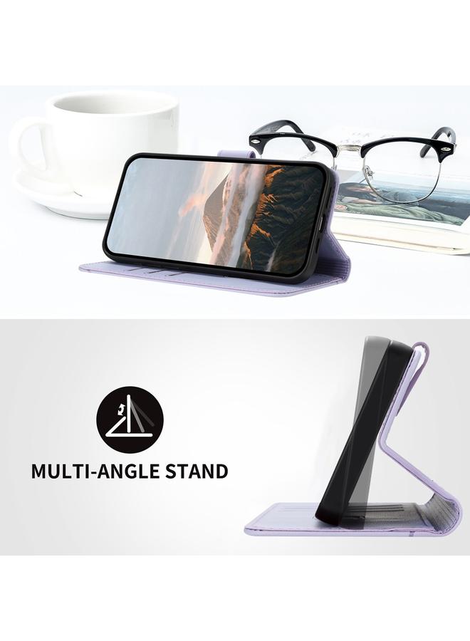 S-TOP Case For Samsung Galaxy M53 Triangle Pattern Buckle Clasp Leather Phone Case - Image 4