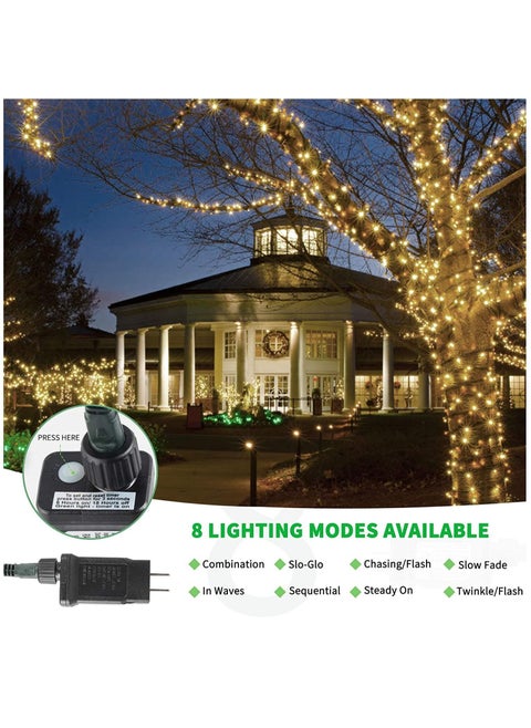 164ft 500 Led Christmas Lights, 8 Modes Christmas Tree Lights With Timer Memory Function, Green Wire Starry Fairy String Lights for Christmas Tree