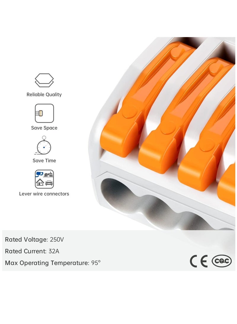 141Pcs Lever Wire Connectors, Compact Splicing Conductor Connector for Solid Stranded Flexible Wires 28-12 AWG Orange - Image 5