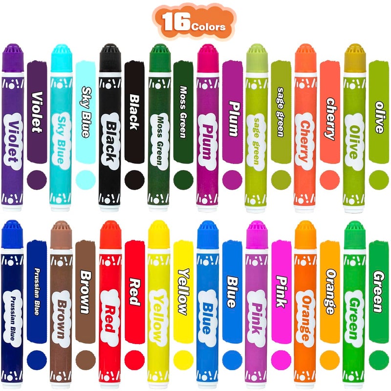 DOSEWART Bingo Markers 16 Color Bingo Daubers Washable Bingo Markers Drawing Coloring Arts and Crafts Supplies Dot Paint Marker Set - Image 3