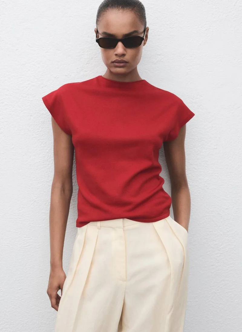 MANGO Short-sleeved fine-knit sweater
