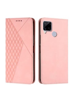 HuHa Case Cover For Realme C12/C25/7i Global/Narzo 20A/Narzo 30A Diamond Splicing Skin Feel Magnetic Leather Phone Case Rose Gold 