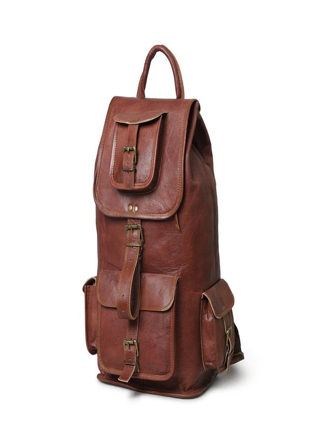 MaheTri Brown Leather Backpack For Men's Outdoor Hiking Backpack Rucksack Casual Daypack for Colleges, Handcrafted - Image 1