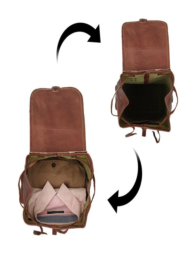 MaheTri Brown Leather Backpack For Men's Outdoor Hiking Backpack Rucksack Casual Daypack for Colleges, Handcrafted - Image 4